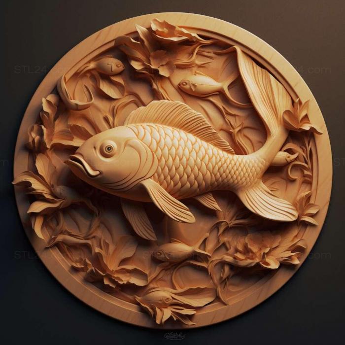 Природа и животные (Золотая рыбка рыбка 2, NATURE_5374) 3D модель для ЧПУ станка